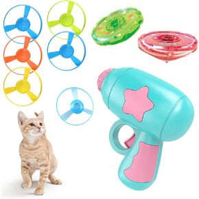 PAKESI Cat Fetch Toy with Colorful Flying Propellers Set,Enhance Kitten Training, Hunting Skills, and Interactive Chasing Fun (5 Regular Flying Discs, 1 Illuminated Flying Disc, 2 Gyro Discs) in Kuwait