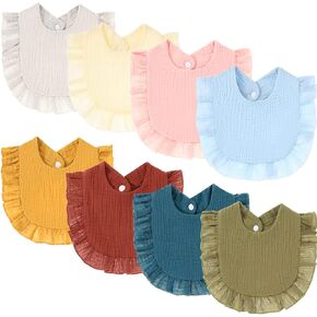 YCHWFF Muslin Bibs for baby Girls, Boys 8 Pack Drool Teething Bibs Lap-shoulder Drool Cloths Bibs 4-Layer Organic Cotton Multi-Use Scarf in Kuwait