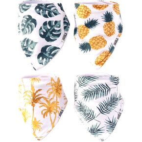 مريلة أطفال من ستاديلا قابلة للتعديل لسيلان اللعاب ولحضانة التسنين، 4 عبوات للجنسين مجموعة هدايا استحمام الطفل للبنات والأولاد - بالم تروبيكال ليف هاواي تزلج على الشاطئ في الصيف in Kuwait