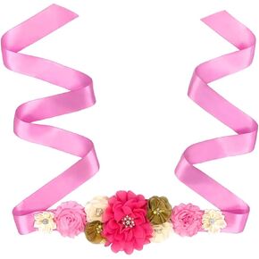 Maternity Sash Belt with Flower Bridal Rhinestone Belt for Women Wedding,Pregnant Baby Shower Party Photoshoot in Saudi Arabia