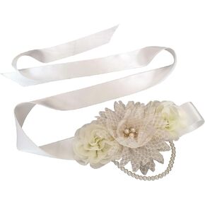 Oyabridal Women Sash Belts for Dresses Flower Sash Belts for Women Wedding Pearl Sash Belt for Dress Baby Shower Sash in Kuwait