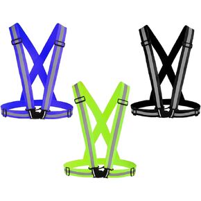 Reflective Vest Running Gear 3Pack, Adjustable Safety Vests High Visible Reflective Belt Straps in Kuwait