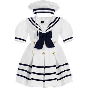 iGirlDress Baby Toddler Girls Nautical Sailor Dress with Hat Infant-4T