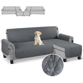 أغطية أريكة مقسمة من googgoing، غطاء أريكة مع حزام مطاطي قابل للطي لمعظم الأرائك، مجموعة أغطية أريكة على شكل حرف L، كرسي أثاث لديكور المنزل وكلاب القطط الأليفة للأطفال (كبير، رمادي داكن) in Kuwait