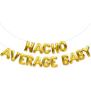 PartyForever NACHO AVERAGE BABY Balloons Banner Gold Baby Shower Party Decorations Sign in Kuwait