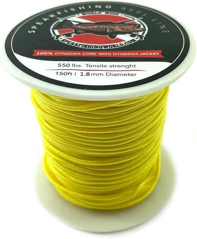 سبير فيشينغ ورالد بكرة الرمح او خط الرماية 1.8 ملم اصفر - 100% سبيكترا كور وسترة - قوة 550 باوند - بكرة 150 قدم in Kuwait