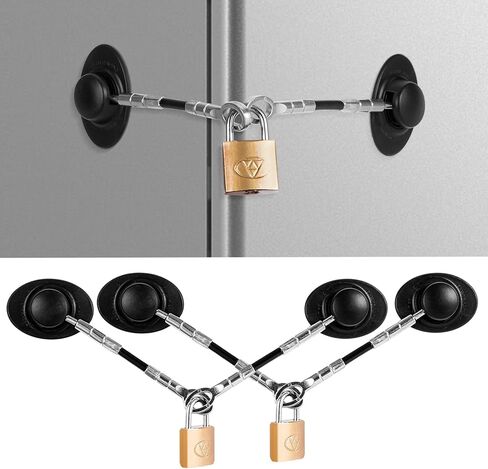 2 حزمة قفل باب الثلاجة مع قفل مفتاح قفل باب الفريزر قفل خزانة سلامة الطفل قفل ثلاجة صغير للبالغين والأطفال مع لاصق in Kuwait