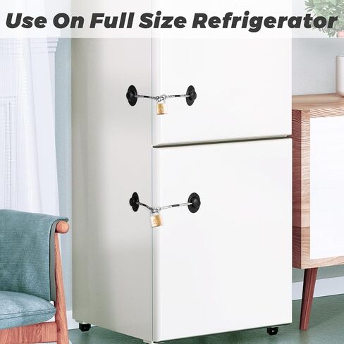 2 حزمة قفل باب الثلاجة مع قفل مفتاح قفل باب الفريزر قفل خزانة سلامة الطفل قفل ثلاجة صغير للبالغين والأطفال مع لاصق in Kuwait