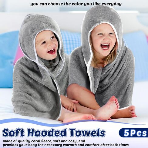 5 Pcs Baby Bath Towel and 15 Count Baby Washcloths Sets, Hooded Baby Towels for Newborns Infants and Toddlers Soft Coral Fleece Toddler Towels for Newborn Boy Girl in Saudi Arabia