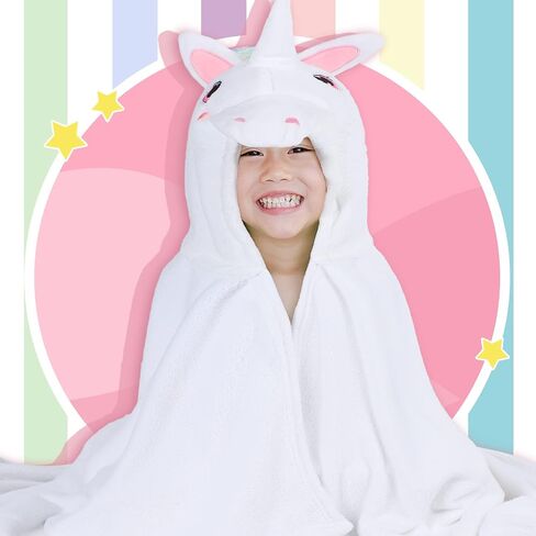 Moukeren Unicorn Theme Hooded Towel for Girl 30 x 50 Inch Cotton Bath Towel with Hood for Girls Kids Toddler Soft and Extra Large Absorbent in Saudi Arabia