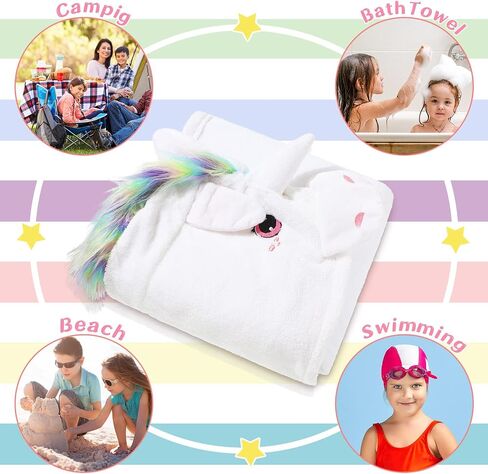 Moukeren Unicorn Theme Hooded Towel for Girl 30 x 50 Inch Cotton Bath Towel with Hood for Girls Kids Toddler Soft and Extra Large Absorbent in Saudi Arabia