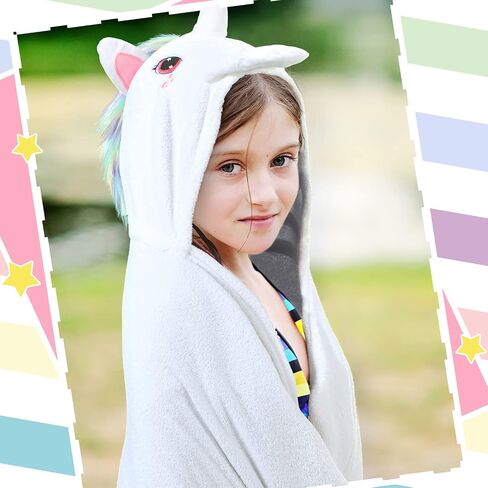 Moukeren Unicorn Theme Hooded Towel for Girl 30 x 50 Inch Cotton Bath Towel with Hood for Girls Kids Toddler Soft and Extra Large Absorbent in Saudi Arabia