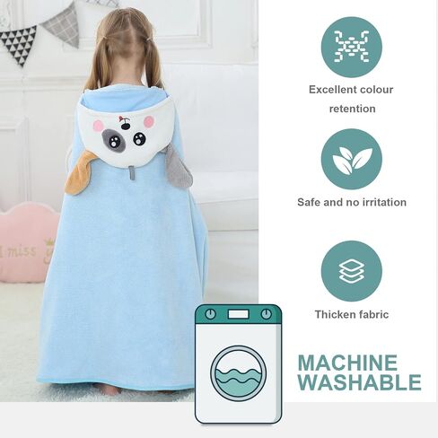 MICHLEY Cartoon Hooded Baby Towel Unisex, Premium Soft Swimming Bathrobe Large Washcloths 31.5" x 53" for 0-9T (Giraffe) in Saudi Arabia
