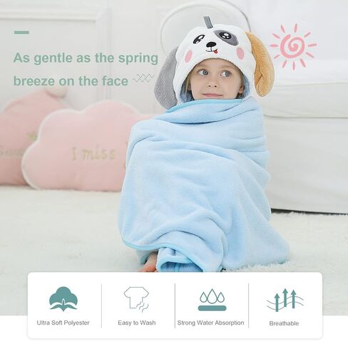 MICHLEY Cartoon Hooded Baby Towel Unisex, Premium Soft Swimming Bathrobe Large Washcloths 31.5" x 53" for 0-9T (Giraffe) in Saudi Arabia