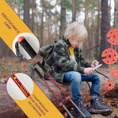 G2 Kid's Hiking Poles – Adjustable Telescopic Trekking Poles for Children/Aluminum Alloy/Adjustable Strap/Quick Flip Lock/ (Pack of 2 Poles/Storage Bag), Green/Blue/Red in Saudi Arabia