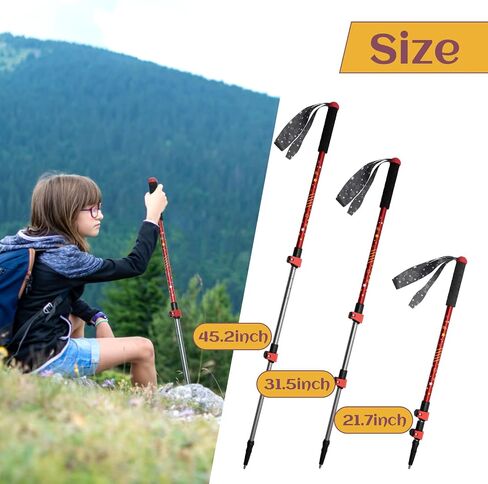 G2 Kid's Hiking Poles – Adjustable Telescopic Trekking Poles for Children/Aluminum Alloy/Adjustable Strap/Quick Flip Lock/ (Pack of 2 Poles/Storage Bag), Green/Blue/Red in Saudi Arabia