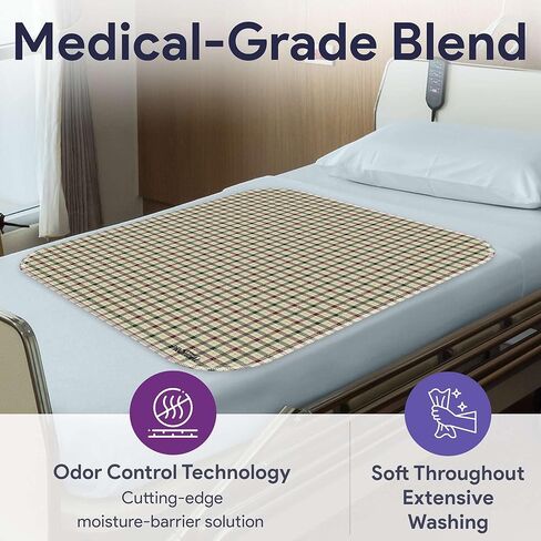 وسادات سرير لسلس البول قابلة للغسل - وسادات سرير منقوشة مقاومة للماء من نسيج قطني طويل - خراطيش ناعمة مانعة للتسرب - وسادات تبول قابلة لإعادة الاستخدام ماصة كل يوم للبالغين - تتحمل الغسيل المكثف - 34 بوصة × 36 بوصة - عبوة واحدة in Kuwait