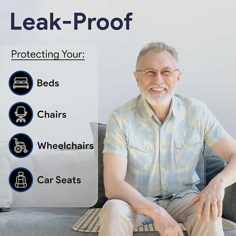 وسادات سرير لسلس البول قابلة للغسل - وسادات سرير منقوشة مقاومة للماء من نسيج قطني طويل - خراطيش ناعمة مانعة للتسرب - وسادات تبول قابلة لإعادة الاستخدام ماصة كل يوم للبالغين - تتحمل الغسيل المكثف - 34 بوصة × 36 بوصة - عبوة واحدة in Kuwait