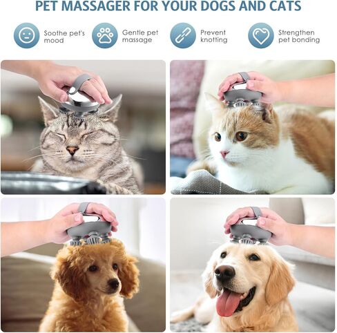 أحدث جهاز مساج محمول للحيوانات الأليفة من أنكيلو للكلاب والقطط، مدلك كهربائي للكلاب والقطط، مع 4 رؤوس تدليك قابلة للدوران، 3 أوضاع، لتخفيف تصلب العضلات المشدودة، وتعزيز الترابط (فضي) in Kuwait