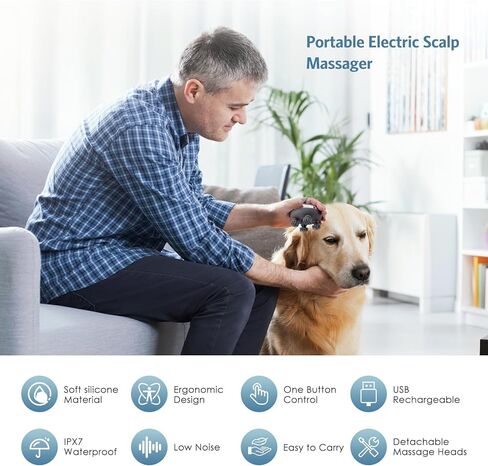 أحدث جهاز مساج محمول للحيوانات الأليفة من أنكيلو للكلاب والقطط، مدلك كهربائي للكلاب والقطط، مع 4 رؤوس تدليك قابلة للدوران، 3 أوضاع، لتخفيف تصلب العضلات المشدودة، وتعزيز الترابط (فضي) in Kuwait