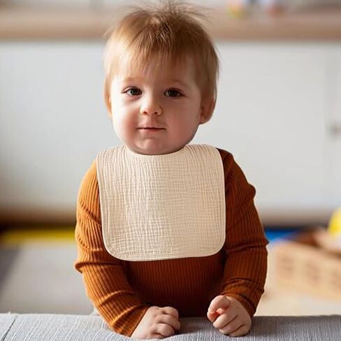 مرايل أطفال من HBselect، مرايل أطفال من الموسلين، مرايل باندانا لعاب للجنسين، مرايل بألوان ثابتة 100% قطن للتغذية واللعاب in Kuwait