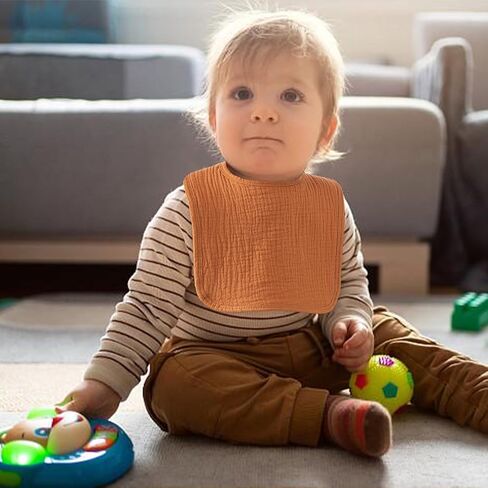 مرايل أطفال من HBselect، مرايل أطفال من الموسلين، مرايل باندانا لعاب للجنسين، مرايل بألوان ثابتة 100% قطن للتغذية واللعاب in Kuwait