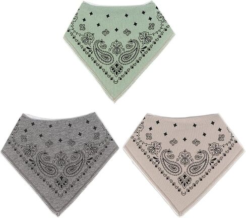 مرايل لعاب الأطفال باندانا من LNGLAT مكونة من 3 قطع للأولاد والبنات مع أزرار كبس قابلة للتعديل، صدريات من القطن العضوي الناعم والامتصاص بنمط بيزلي للعاب التسنين in Kuwait