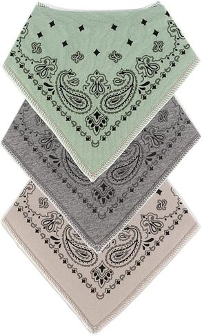 مرايل لعاب الأطفال باندانا من LNGLAT مكونة من 3 قطع للأولاد والبنات مع أزرار كبس قابلة للتعديل، صدريات من القطن العضوي الناعم والامتصاص بنمط بيزلي للعاب التسنين in Kuwait