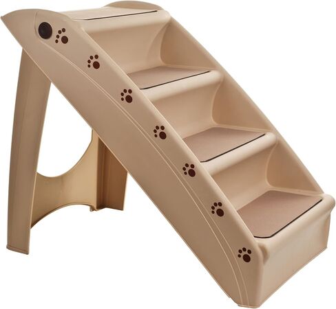Pet Stairs – Safe and Durable Indoor or Outdoor Ramp with 4 Step Design – Cat or Dog Steps for Home and Vehicle by PETMAKER (Tan) in Saudi Arabia