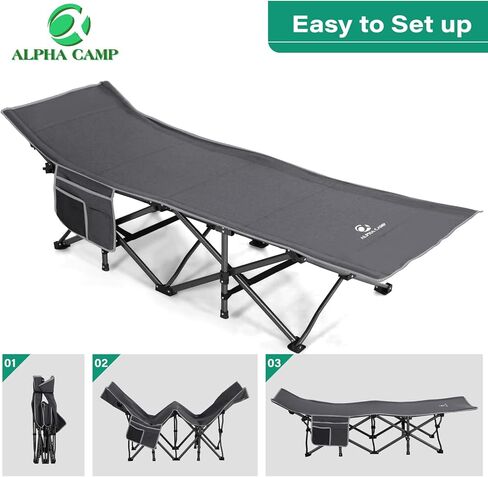 أسرة ألفا كامب للتخييم للبالغين، سرير نوم كبير الحجم قابل للطي يدعم 600 رطل، سرير قابل للطي سهل الإعداد مع حقيبة حمل للمشي لمسافات طويلة والسفر والشاطئ والمكتب المنزلي in Kuwait
