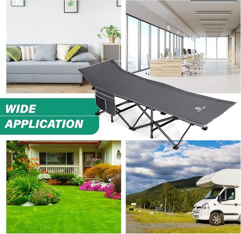 أسرة ألفا كامب للتخييم للبالغين، سرير نوم كبير الحجم قابل للطي يدعم 600 رطل، سرير قابل للطي سهل الإعداد مع حقيبة حمل للمشي لمسافات طويلة والسفر والشاطئ والمكتب المنزلي in Kuwait