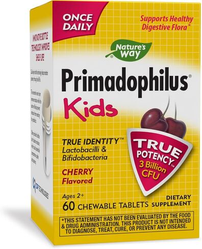 Nature's Way Primadophilus Probiotic Kids - Once Daily Probiotic - 3 Billion CFU - Children's Probiotic for Digestive Flora Support* - Cherry Flavored - 60 Chewables in Saudi Arabia