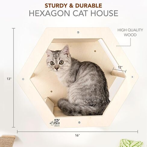 3-Piece Cat Wall Furniture Set - Hammock, Hexagon House, Climbing Steps - Wall Mounted Shelves, Perches, and Beds - Modern Design for Large Cats and Kittens in Saudi Arabia