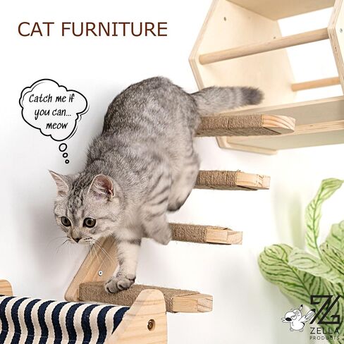 3-Piece Cat Wall Furniture Set - Hammock, Hexagon House, Climbing Steps - Wall Mounted Shelves, Perches, and Beds - Modern Design for Large Cats and Kittens in Saudi Arabia
