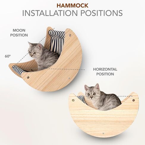 3-Piece Cat Wall Furniture Set - Hammock, Hexagon House, Climbing Steps - Wall Mounted Shelves, Perches, and Beds - Modern Design for Large Cats and Kittens in Saudi Arabia