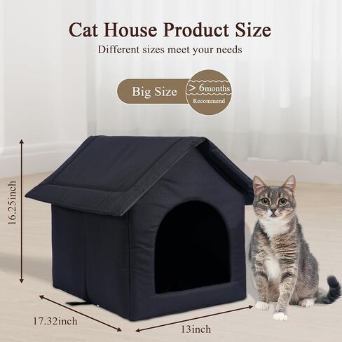 ZWARMY بيت القطط الخارجي مقاوم للماء - بيت القطط الخارجي لأي يوم طقس، مأوى للقطط البرية مع مادة مقاومة للماء لأي مكان، سرير قطط دافئ مقاوم للطقس 11.8 × 17.32 × 12.59 بوصة (صغير، رمادي) in Kuwait