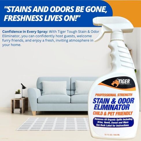 Pet Stain and Odor Remover - Odor Eliminator for Home and Professional Use - Urine Enzyme Cleaner Breaks Up Tough Stains - Carpet Stain Remover for Dog Urine and Cat Urine, Feces and Vomit in Kuwait
