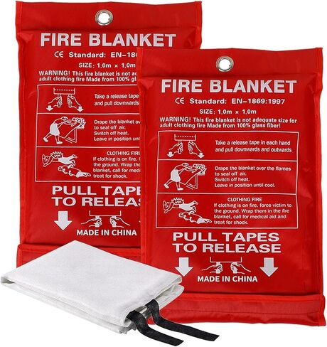 Aoutrow Emergency Fire Blanket for Home, Kitchen, Grill. 39" x39" Flame Suppression Fiberglass,Flame Fire Suppression Blanket Fiberglass Fireproof Blanket (2pack) in Kuwait