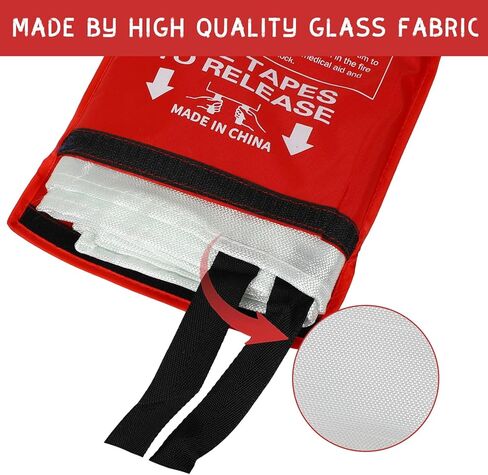 Aoutrow Emergency Fire Blanket for Home, Kitchen, Grill. 39" x39" Flame Suppression Fiberglass,Flame Fire Suppression Blanket Fiberglass Fireproof Blanket (2pack) in Kuwait