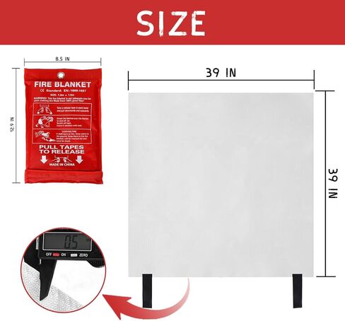 Aoutrow Emergency Fire Blanket for Home, Kitchen, Grill. 39" x39" Flame Suppression Fiberglass,Flame Fire Suppression Blanket Fiberglass Fireproof Blanket (2pack) in Kuwait