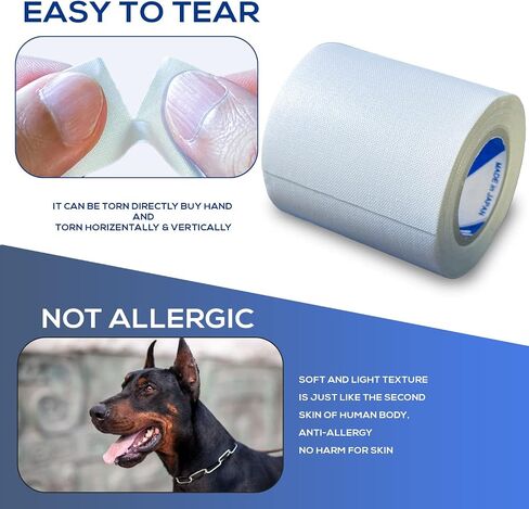 Ear Tape for Dogs 2 Pack with Dog Ear Cleaner Cotton Swabs, Self Adhesive Cotton Tape for Dog Ear Protection and Support, Ear Care Set for Dogs (Tape Width_1 inch(25mm)) in Kuwait