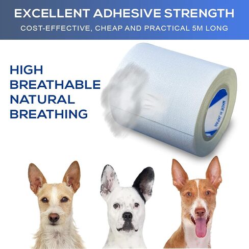 Ear Tape for Dogs 2 Pack with Dog Ear Cleaner Cotton Swabs, Self Adhesive Cotton Tape for Dog Ear Protection and Support, Ear Care Set for Dogs (Tape Width_1 inch(25mm)) in Kuwait