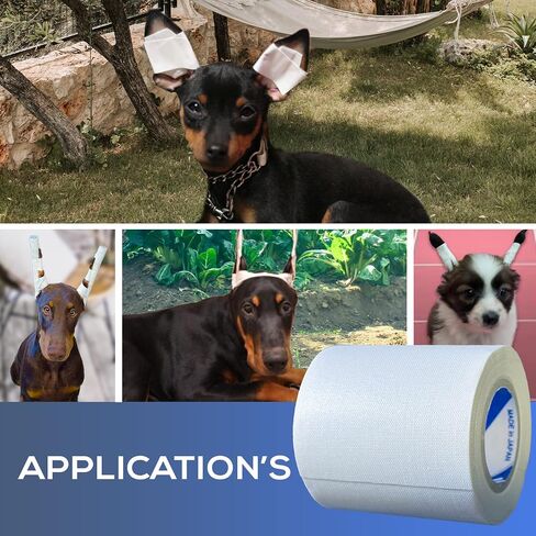 Ear Tape for Dogs 2 Pack with Dog Ear Cleaner Cotton Swabs, Self Adhesive Cotton Tape for Dog Ear Protection and Support, Ear Care Set for Dogs (Tape Width_1 inch(25mm)) in Kuwait