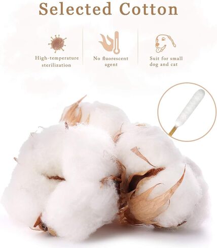 منظف ​​أذن الكلب من هرتزان، منظف الأذن للكلاب والقطط الصغيرة، تنظيف أذن الجرو، مسحات قطنية طويلة، تطبيق الدواء، تنظيف الجروح، براعم قطن الخيزران للكلاب والقطط الصغيرة (100 قطعة) in Kuwait