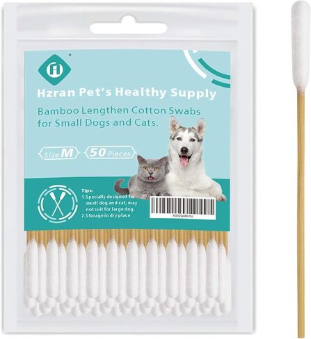 منظف ​​أذن الكلب من هرتزان، منظف الأذن للكلاب والقطط الصغيرة، تنظيف أذن الجرو، مسحات قطنية طويلة، تطبيق الدواء، تنظيف الجروح، براعم قطن الخيزران للكلاب والقطط الصغيرة (100 قطعة) in Kuwait