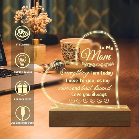 هدايا الأم من ابن الابنة، هدايا إضاءة ليلية منقوشة للأم، هدايا عيد ميلاد فريدة من نوعها لإضاءة الليل للأم، زوجة الأب in Kuwait