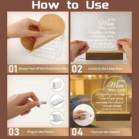 هدايا الأم من ابن الابنة، هدايا إضاءة ليلية منقوشة للأم، هدايا عيد ميلاد فريدة من نوعها لإضاءة الليل للأم، زوجة الأب in Kuwait
