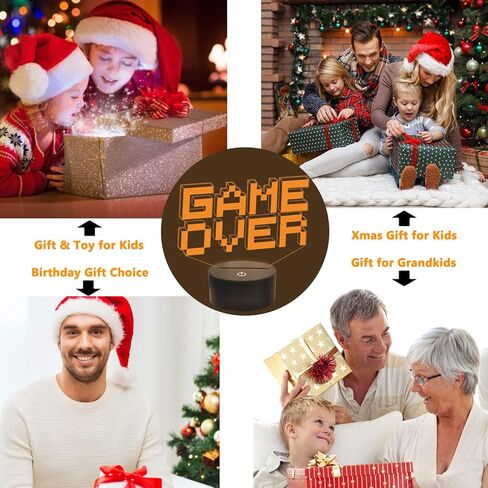 فولوسن مصباح بكسل جيم اوفر الوهمي، ضوء ليلي ثلاثي الابعاد (3 انماط) مع جهاز تحكم عن بعد و16 لون متغير لغرفة الالعاب وسماعة راس ديكور افضل هدية للاعبين in Kuwait