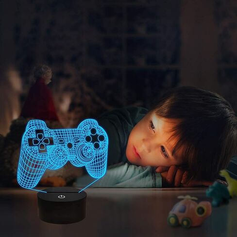 فولوسن مصباح بكسل جيم اوفر الوهمي، ضوء ليلي ثلاثي الابعاد (3 انماط) مع جهاز تحكم عن بعد و16 لون متغير لغرفة الالعاب وسماعة راس ديكور افضل هدية للاعبين in Kuwait