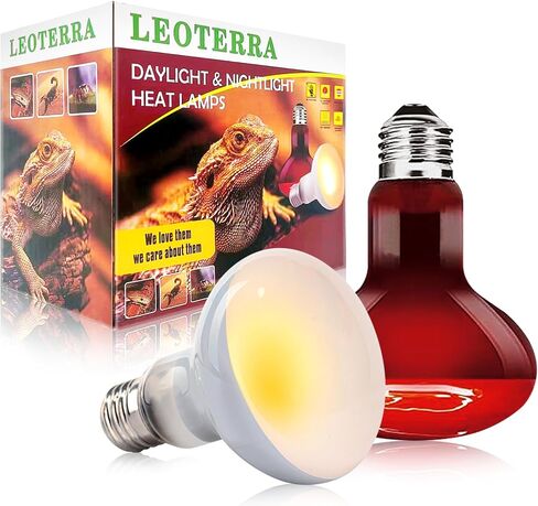 Leoterra 50w مصباح تسخين ليلي بالأشعة تحت الحمراء باللون الأحمر (حزمة كومبو) لخزانات الزواحف والزواحف والسلحفاة والدارغون الملتحي والسحلية والثعابين تستخدم لمبة الحرارة in Saudi Arabia